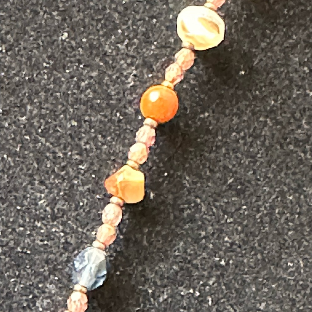 Boho Beaded Earth-tone Necklace with Swarski Crystals - Picture 4 of 6
